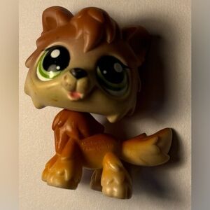 Hasbro Littlest Pet Shop #2141 Timber Wolf Brown Tan Green Dot Eyes LPS